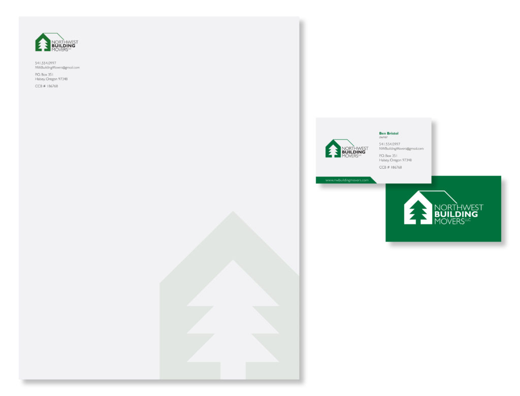 Northwest Building Movers Letterhead and Business Cards